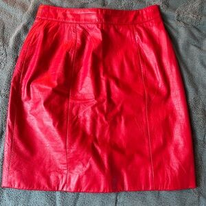 Chia Red Leather Skirt